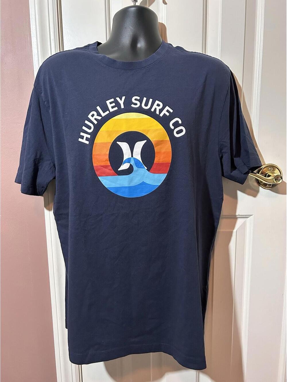 Hurley Graphic T Shirt Mens Size Large Short Sleeve Navy New